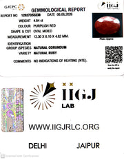 4.84/CT Natural Ruby Stone with Govt. Lab Certificate-12927D53238